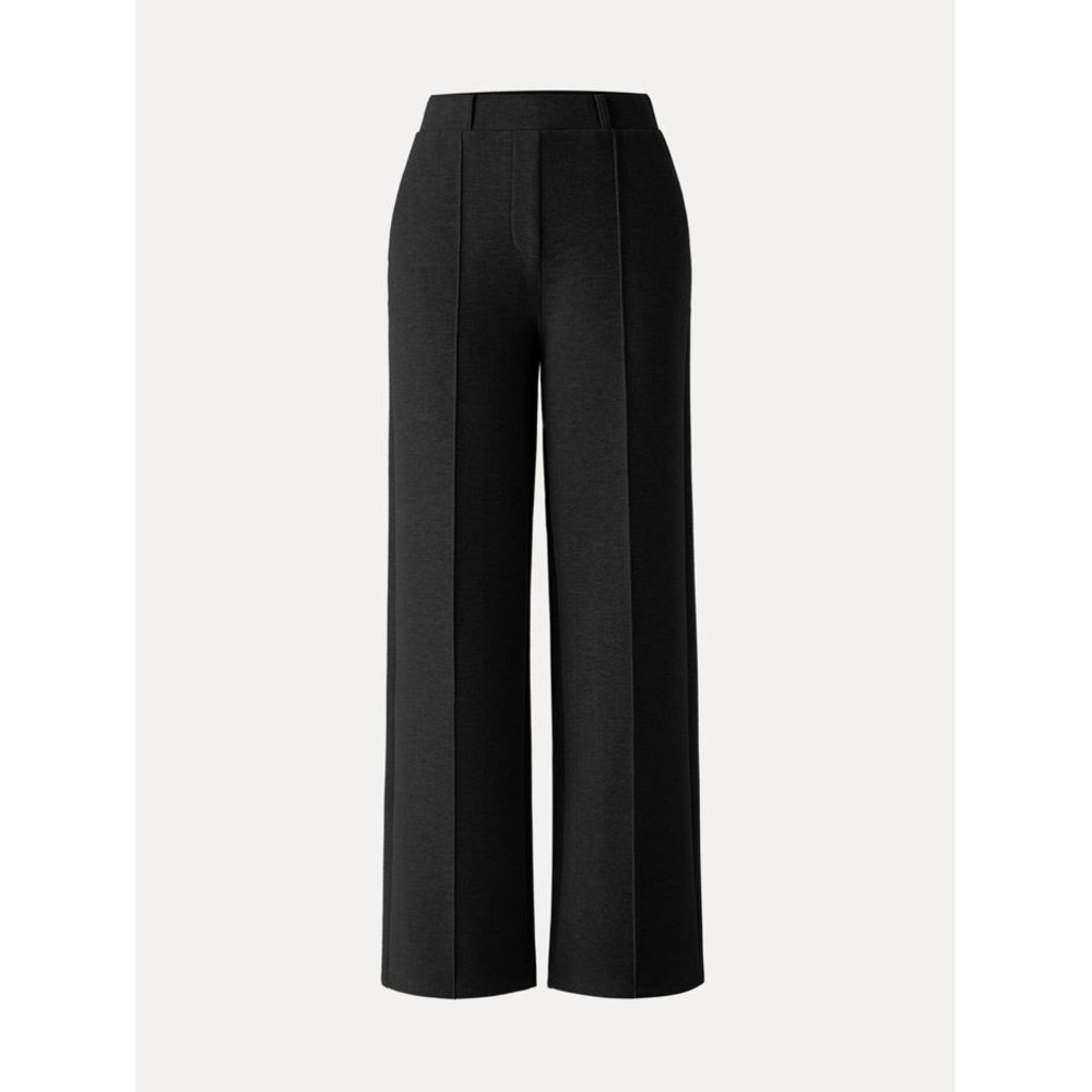 OGL FuzzLuxe High Waisted Warm Straight Leg Pull On Pants Black Large